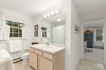 Full bathroom with tub and shower